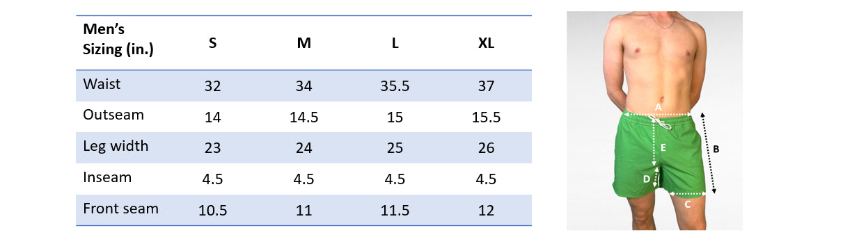 Phins Swimwear Size Guide